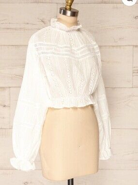 Lost In Lunar Cotton Crop Top With Long Sleeves